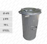 Hot dip galvanised steel dustbin 110 liter Köztéri szemetes